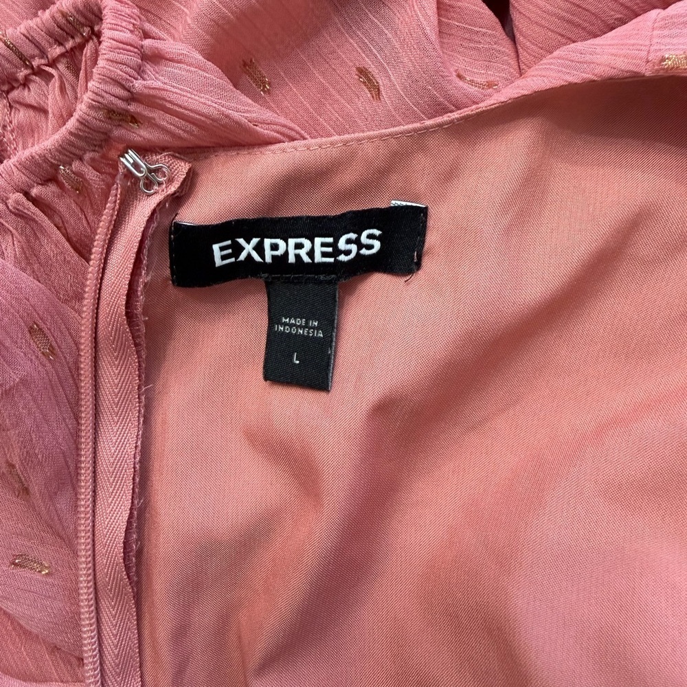 Express Blush Pink Long Sleeve Ruffle Mini lDress - Picture 7 of 7